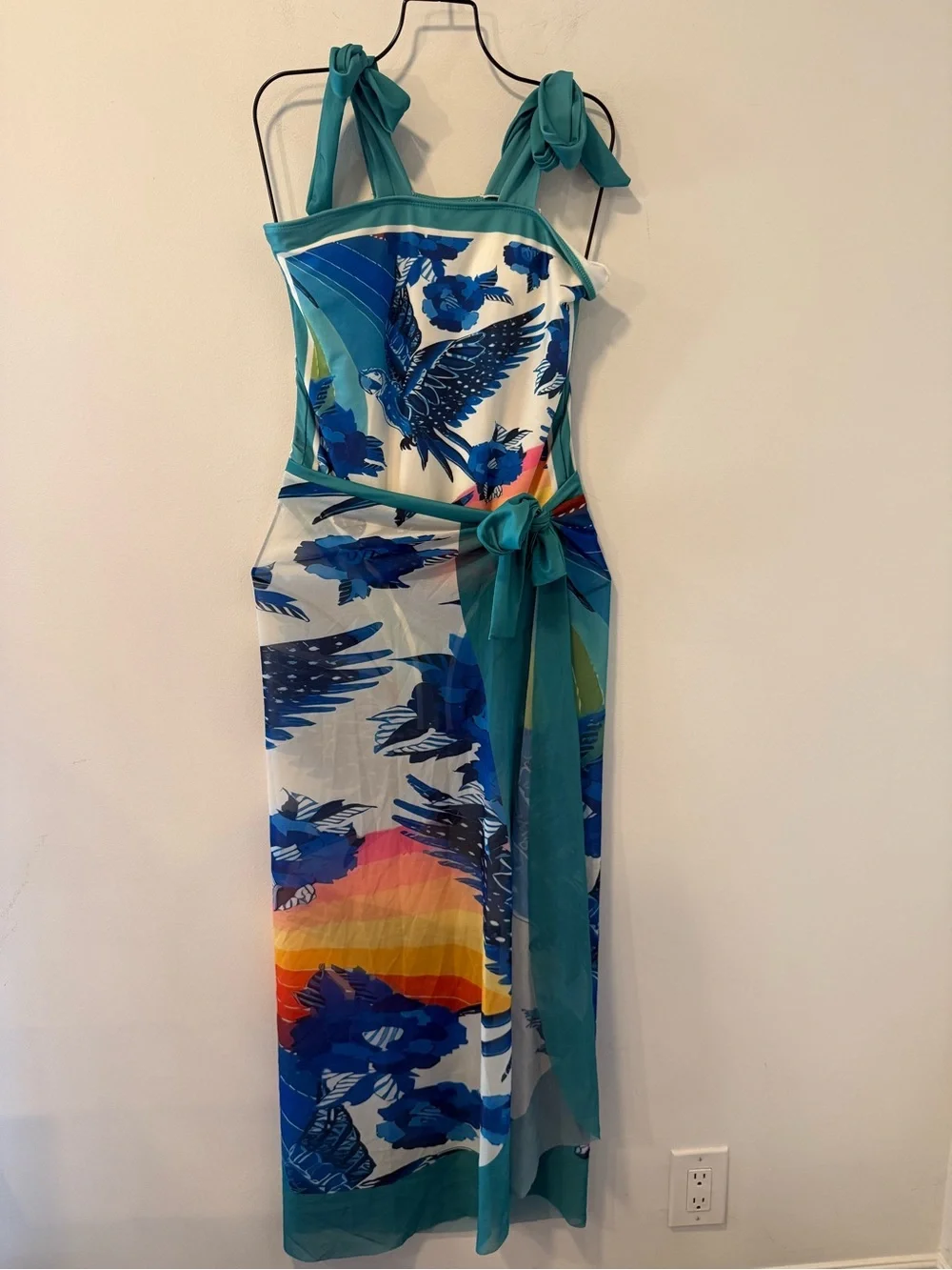 Blue Printed SwimSuit With Pareo Size Large #Lux-Swim-C